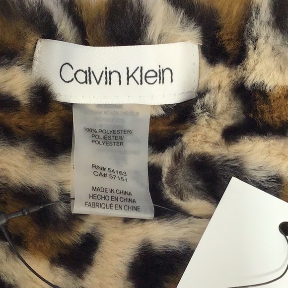🆕 Calvin Klein Cheetah Print Faux Fur Scarf - Picture 8 of 12